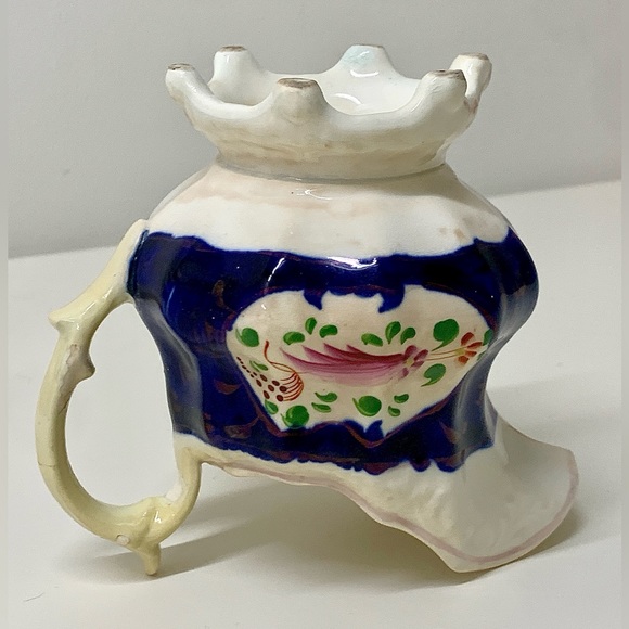 19th Century Vintage Gaudy Welsh Feather Pattern Thorn Handled Creamer Jug - Picture 15 of 16